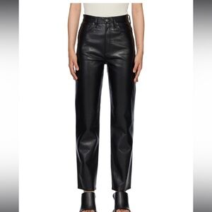 AGOLDE 90s Pinch Waist Black Leather Pants Size 32